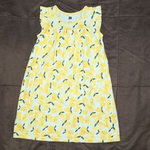 Tea - lemon dress, ruffle sleeves, girl size 6, yellow, white, summer